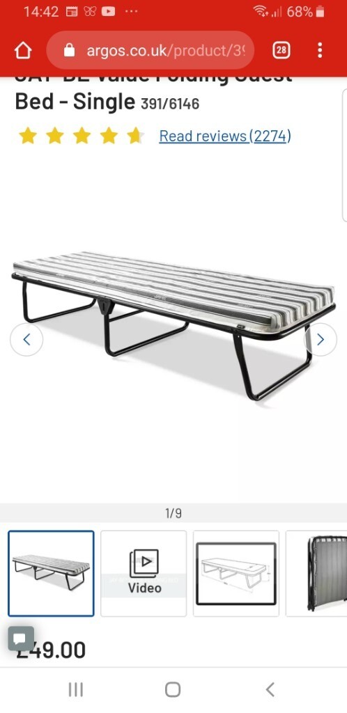 argos fold up camp bed